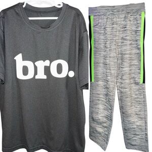 Old Navy Active Go Dry Joggers & SHEIN “BRO” Tee, Size Large (10-12)